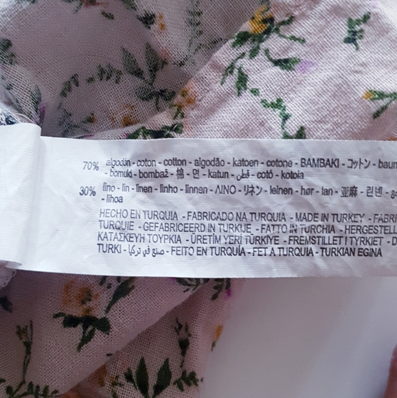 ZARA Pink Floral Collar Neck Cotton + Linen Front Button Peplum Shirt - Picture 10 of 11